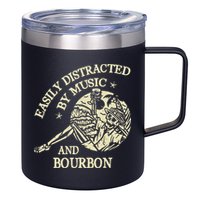 Easily Distracted By Music And Bourbon Skeleton 12oz Stainless Steel Coffee Mug