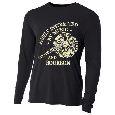 Easily Distracted By Music And Bourbon Skeleton Cooling Performance Long Sleeve Crew