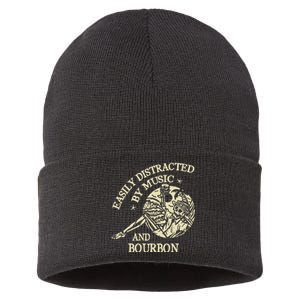 Easily Distracted By Music And Bourbon Skeleton Sustainable Knit Beanie