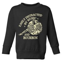 Easily Distracted By Music And Bourbon Skeleton Toddler Sweatshirt