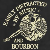 Easily Distracted By Music And Bourbon Skeleton Trucker Hat