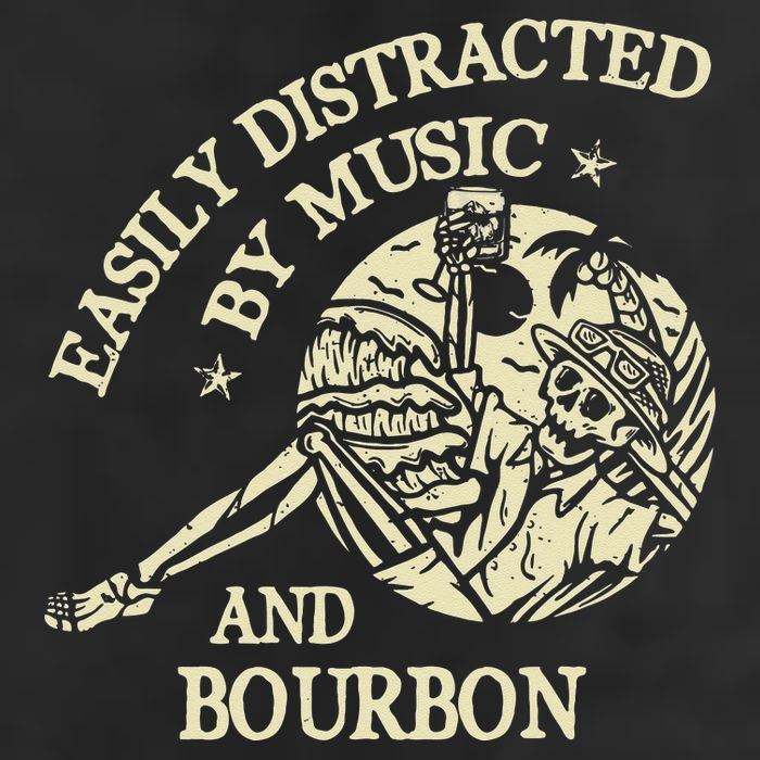 Easily Distracted By Music And Bourbon Skeleton Trucker Hat