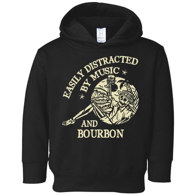 Easily Distracted By Music And Bourbon Skeleton Toddler Hoodie