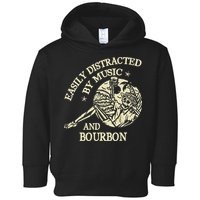 Easily Distracted By Music And Bourbon Skeleton Toddler Hoodie
