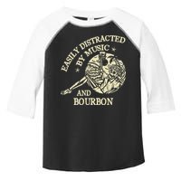 Easily Distracted By Music And Bourbon Skeleton Toddler Fine Jersey T-Shirt
