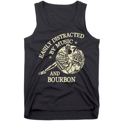 Easily Distracted By Music And Bourbon Skeleton Tank Top