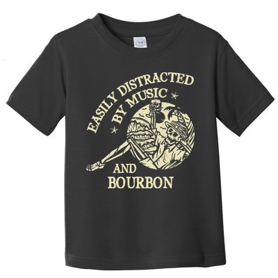 Easily Distracted By Music And Bourbon Skeleton Toddler T-Shirt