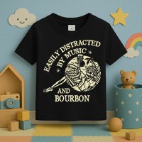Easily Distracted By Music And Bourbon Skeleton Toddler T-Shirt