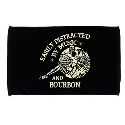 Easily Distracted By Music And Bourbon Skeleton Microfiber Hand Towel