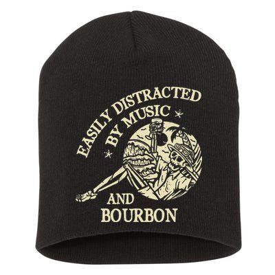 Easily Distracted By Music And Bourbon Skeleton Short Acrylic Beanie