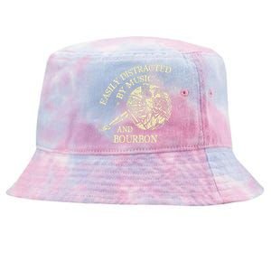 Easily Distracted By Music And Bourbon Skeleton Tie-Dyed Bucket Hat