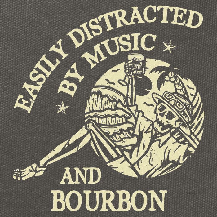Easily Distracted By Music And Bourbon Skeleton Cotton Canvas Backpack