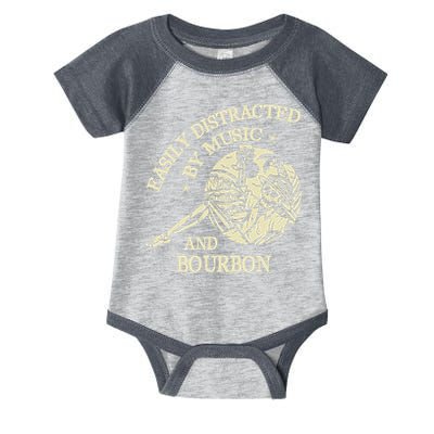 Easily Distracted By Music And Bourbon Skeleton Infant Baby Jersey Bodysuit