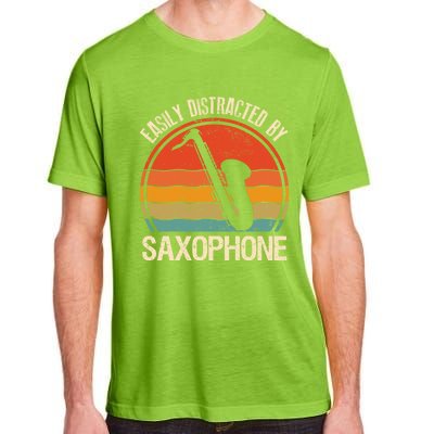 Easily Distracted By Saxophone Player Retro Vintage Funny Gift Adult ChromaSoft Performance T-Shirt