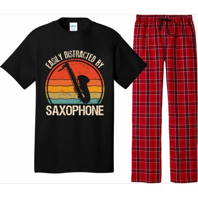 Easily Distracted By Saxophone Player Retro Vintage Funny Gift Pajama Set