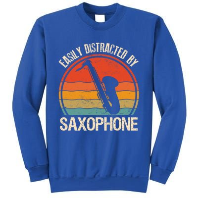 Easily Distracted By Saxophone Player Retro Vintage Funny Gift Sweatshirt