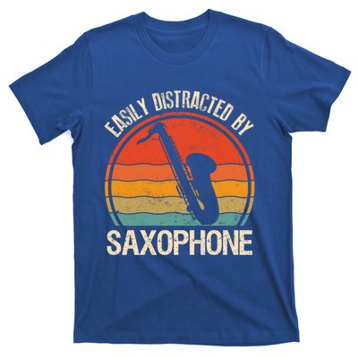 Easily Distracted By Saxophone Player Retro Vintage Funny Gift T-Shirt