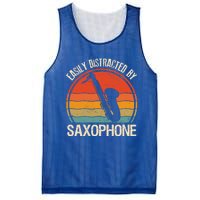 Easily Distracted By Saxophone Player Retro Vintage Funny Gift Mesh Reversible Basketball Jersey Tank