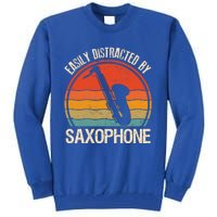 Easily Distracted By Saxophone Player Retro Vintage Funny Gift Tall Sweatshirt