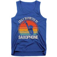 Easily Distracted By Saxophone Player Retro Vintage Funny Gift Tank Top