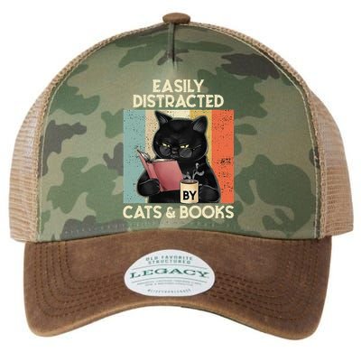 Easily Distracted By Cats And Books For Cat Lovers Legacy Tie Dye Trucker Hat