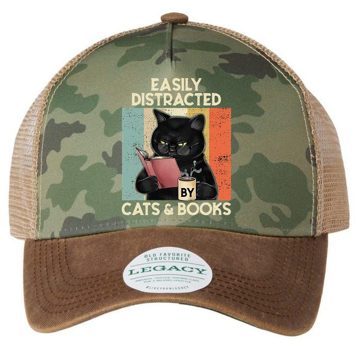 Easily Distracted By Cats And Books For Cat Lovers Legacy Tie Dye Trucker Hat