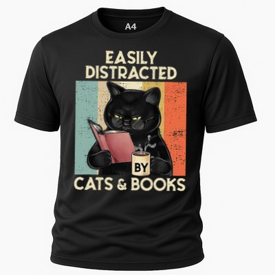 Easily Distracted By Cats And Books For Cat Lovers Performance Shirt