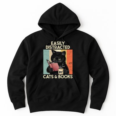 Easily Distracted By Cats And Books For Cat Lovers Hoodie