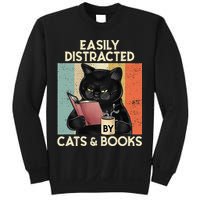 Easily Distracted By Cats And Books For Cat Lovers Sweatshirt