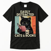 Easily Distracted By Cats And Books For Cat Lovers Tall T-Shirt