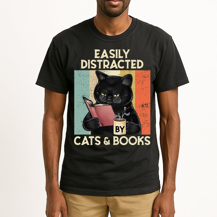 Easily Distracted By Cats And Books For Cat Lovers Tall T-Shirt