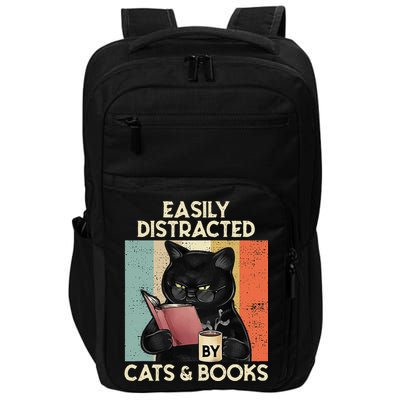 Easily Distracted By Cats And Books For Cat Lovers Impact Tech Backpack