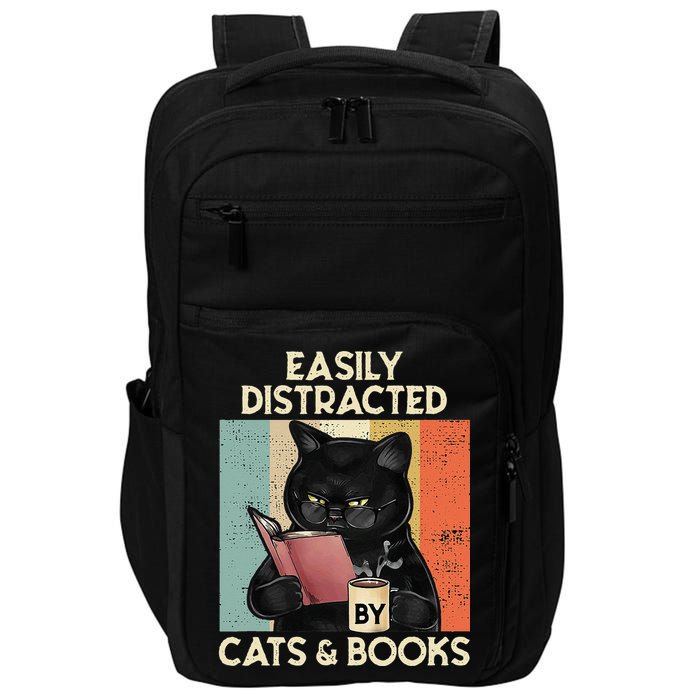 Easily Distracted By Cats And Books For Cat Lovers Impact Tech Backpack