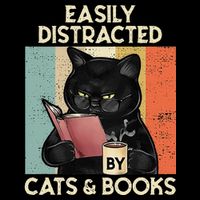 Easily Distracted By Cats And Books For Cat Lovers 7-Panel Snapback Hat