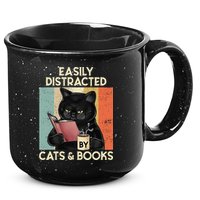 Easily Distracted By Cats And Books For Cat Lovers 15oz Campfire Ceramic Mug