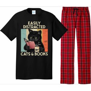 Easily Distracted By Cats And Books For Cat Lovers Pajama Set