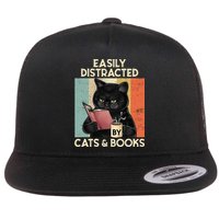 Easily Distracted By Cats And Books For Cat Lovers Flatbill Hat