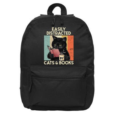 Easily Distracted By Cats And Books For Cat Lovers 16 in Basic Backpack