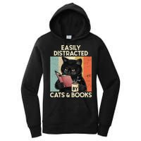 Easily Distracted By Cats And Books For Cat Lovers Women's Pullover Hoodie
