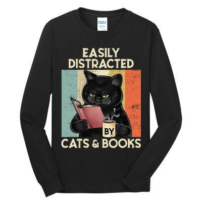 Easily Distracted By Cats And Books For Cat Lovers Tall Long Sleeve T-Shirt