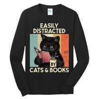 Easily Distracted By Cats And Books For Cat Lovers Tall Long Sleeve T-Shirt