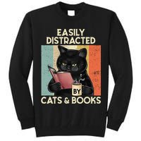 Easily Distracted By Cats And Books For Cat Lovers Tall Sweatshirt