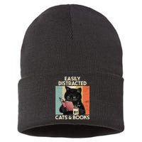 Easily Distracted By Cats And Books For Cat Lovers Sustainable Knit Beanie