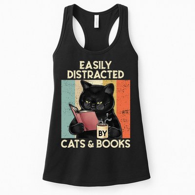 Easily Distracted By Cats And Books For Cat Lovers Womens Tank Top