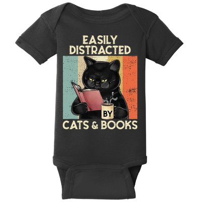 Easily Distracted By Cats And Books For Cat Lovers Baby Bodysuit