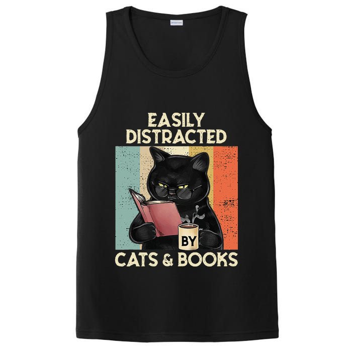 Easily Distracted By Cats And Books For Cat Lovers PosiCharge Competitor Tank