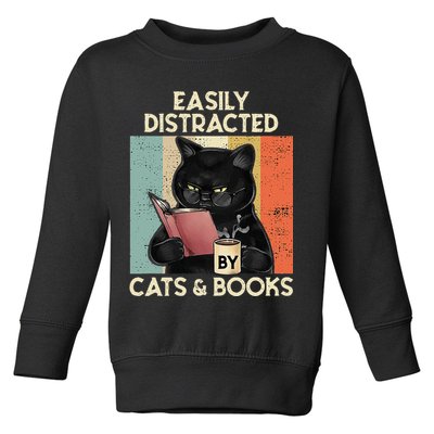 Easily Distracted By Cats And Books For Cat Lovers Toddler Sweatshirt