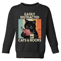 Easily Distracted By Cats And Books For Cat Lovers Toddler Sweatshirt
