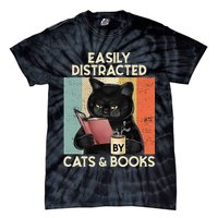 Easily Distracted By Cats And Books For Cat Lovers Tie-Dye T-Shirt