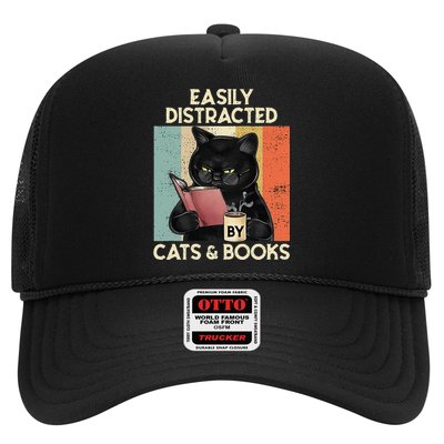 Easily Distracted By Cats And Books For Cat Lovers Trucker Hat